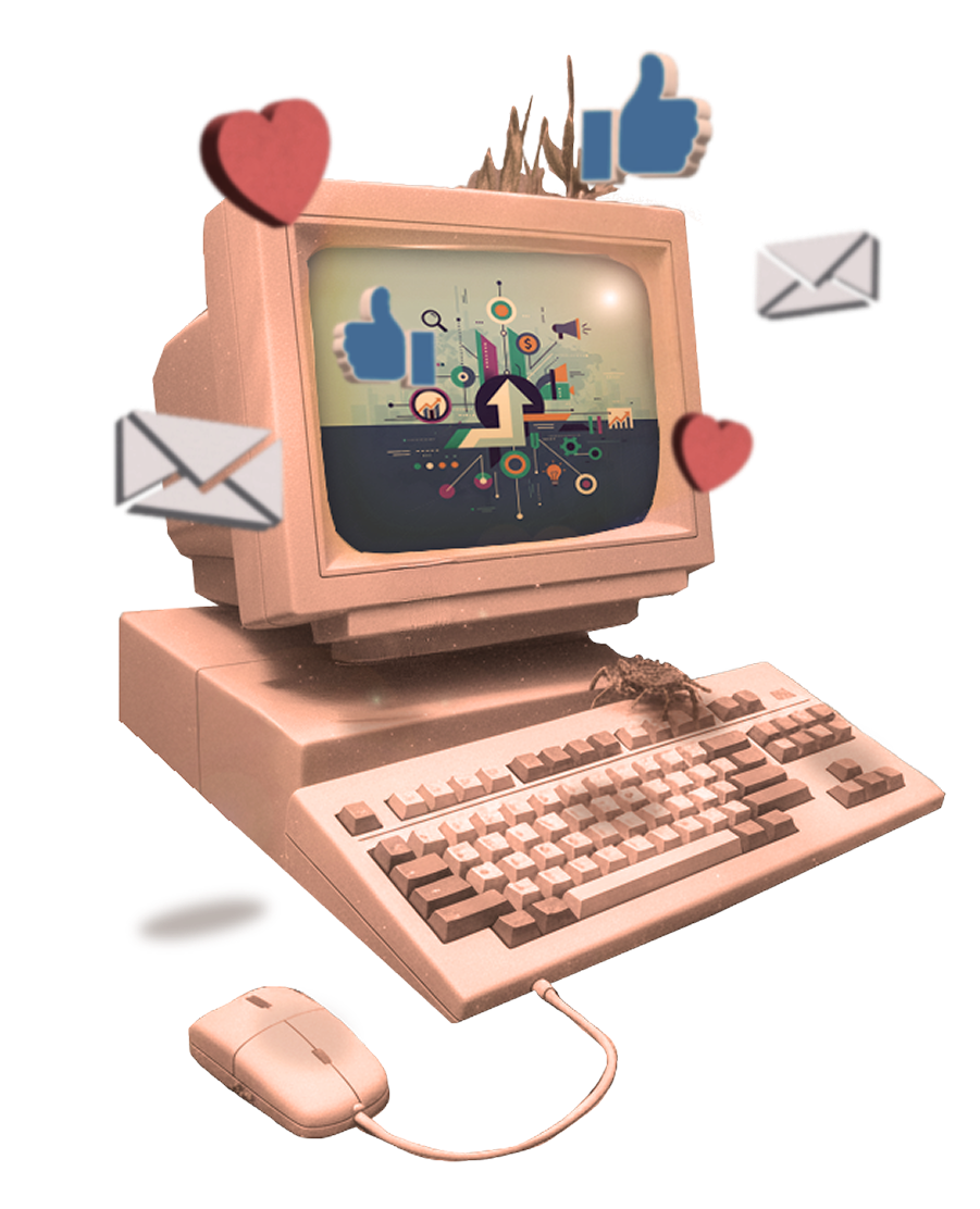 Imagen de un computador bajo el agua